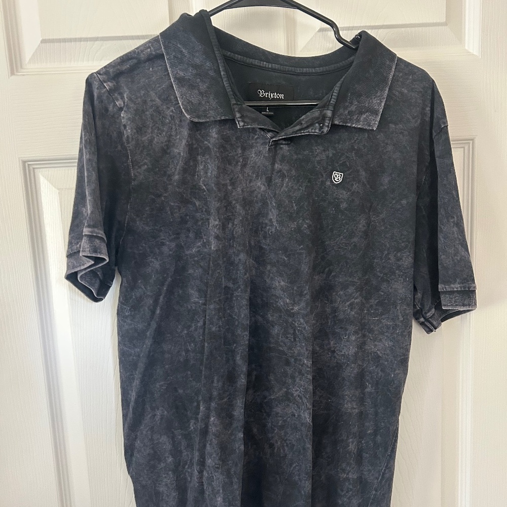 Brixton Size L Men's Polo style shirt. Dark Grey.  Lovingly Worn and cared for